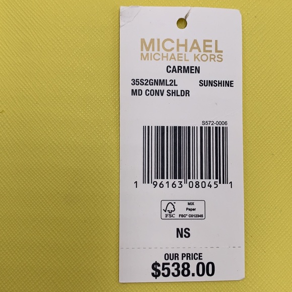 MICHAEL KORS CARMEN MEDIUM CONVERTIBLE SHOULDER BAG SUNSHINE COLOR - Picture 16 of 16